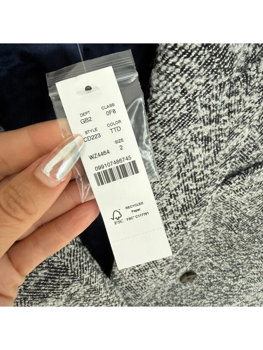 J.Crew Women's Double-Breasted Tweed Blazer Size 2 Gray Black NWT